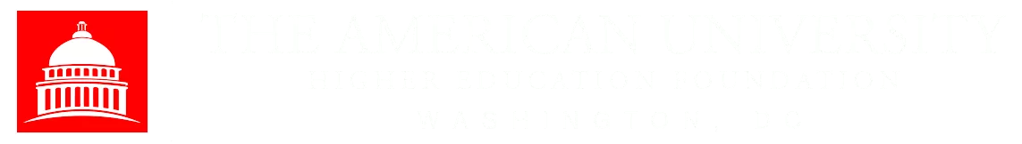 the au logo higher education foundation white